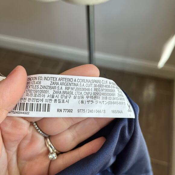 Zara Cream & Navy Knit Jacquard Mock Neck Skater Dress Size Small - Picture 7 of 7